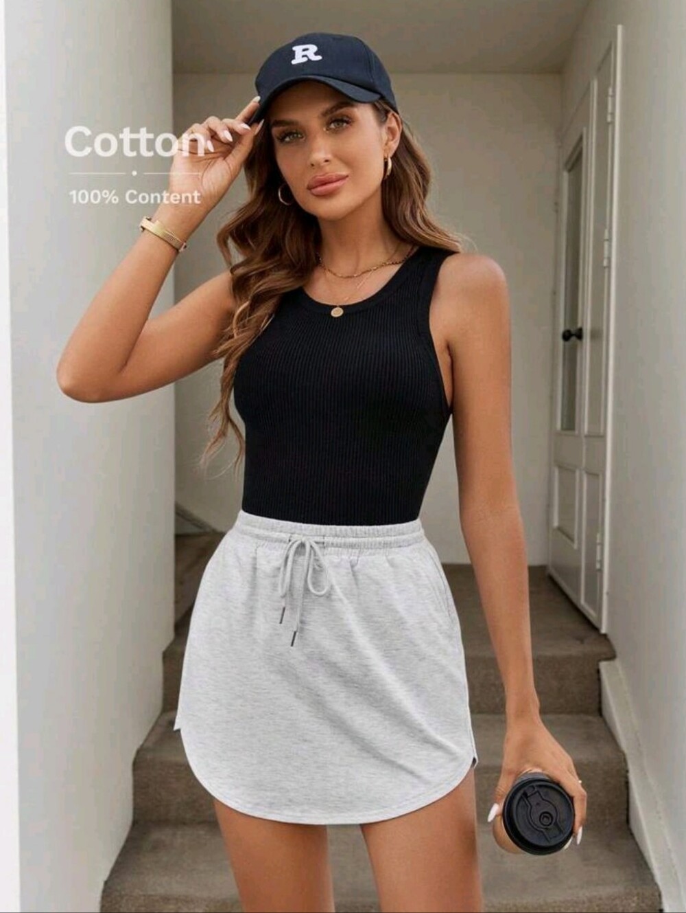 Cotton Heather Grey Skort
